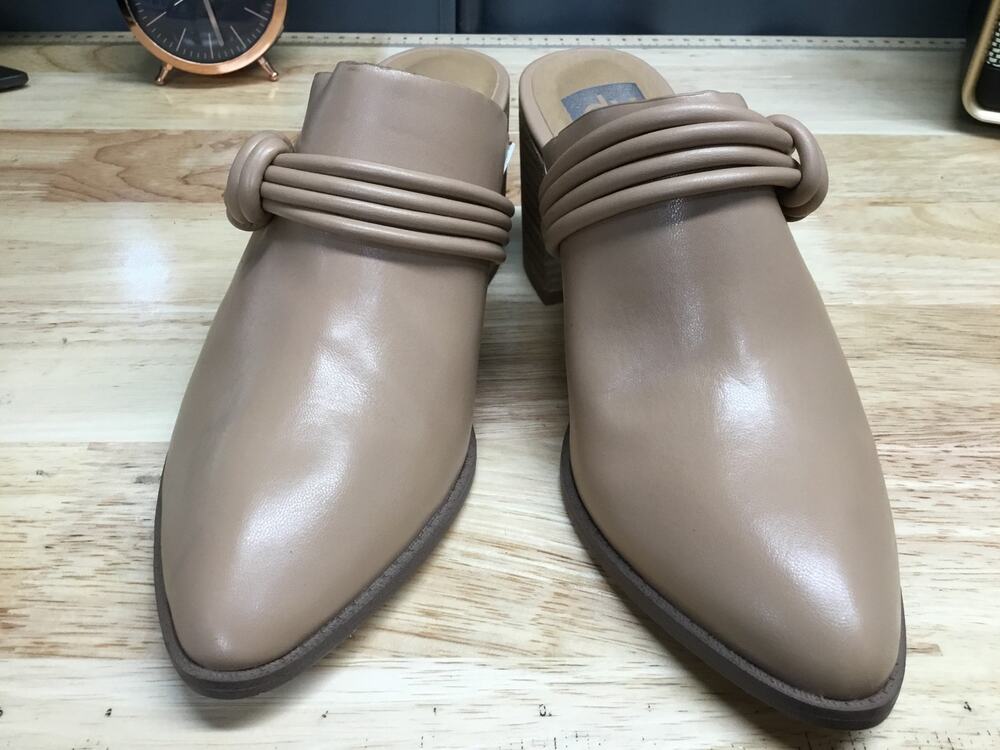 Anne Klein Rosel Dress Pump US 8 Tan Leather Knotted Stacked Block Heel Shoes